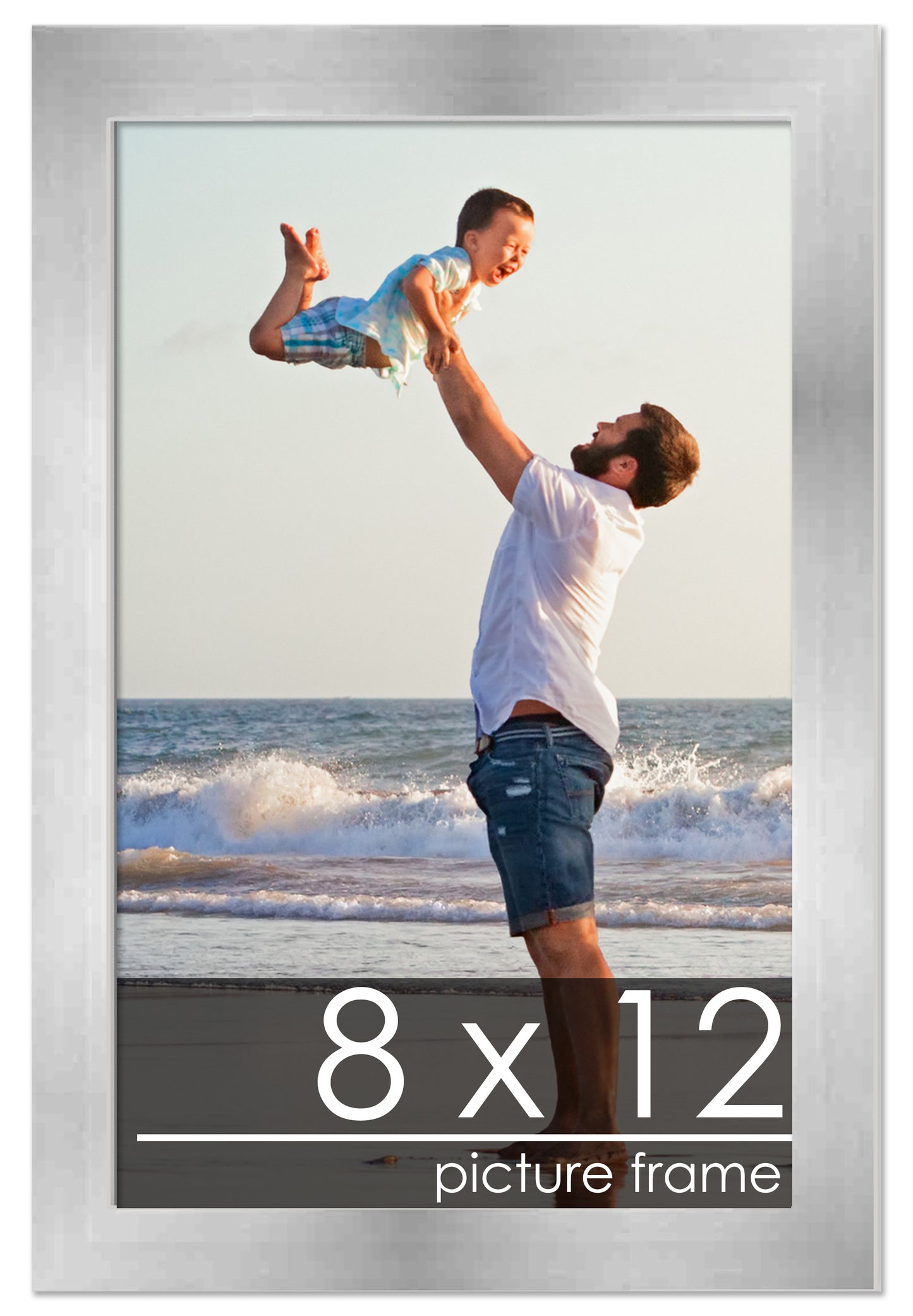 Contemporary Silver Pewter Wood Picture Frame