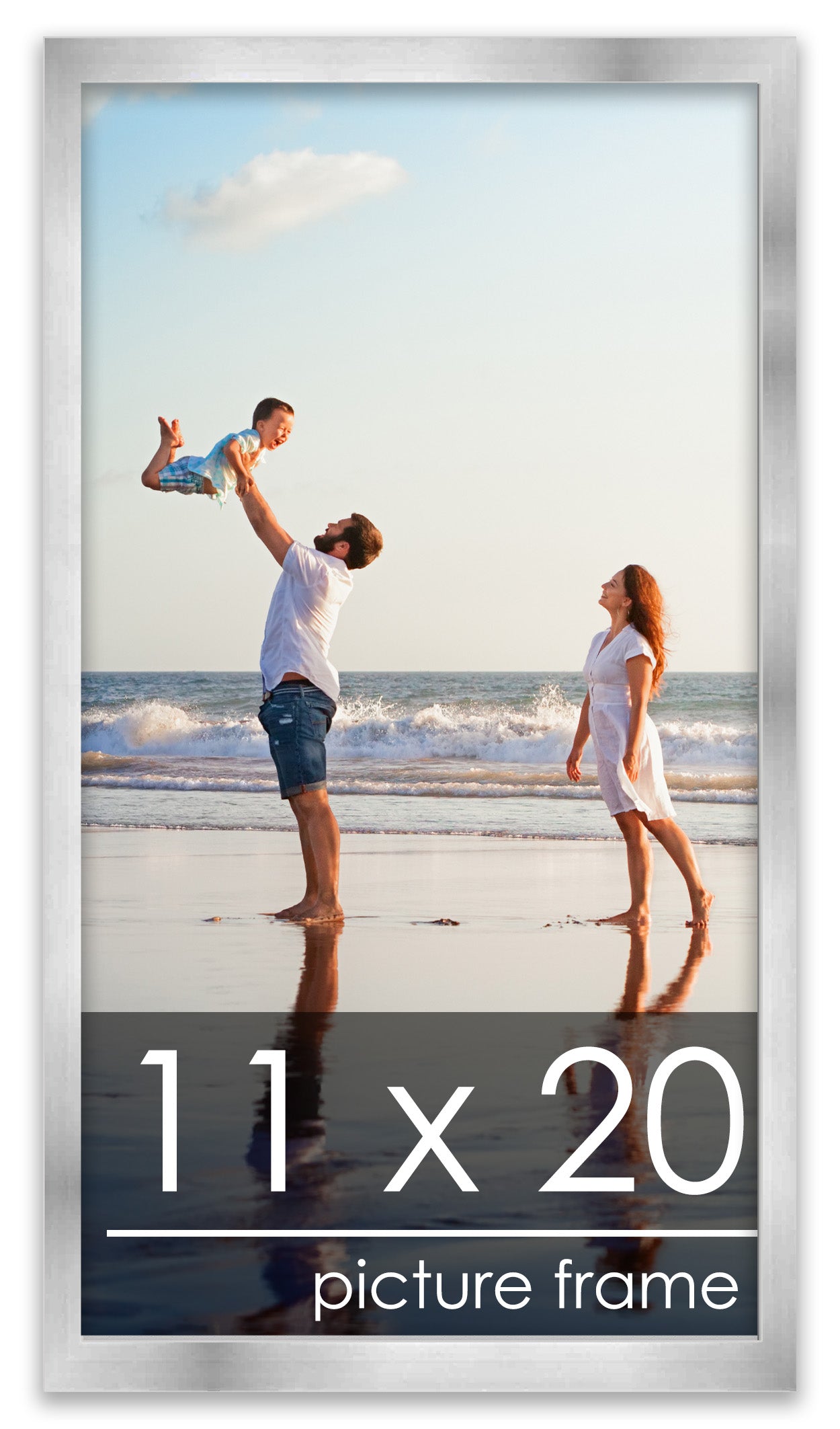 Contemporary Silver Pewter Wood Picture Frame