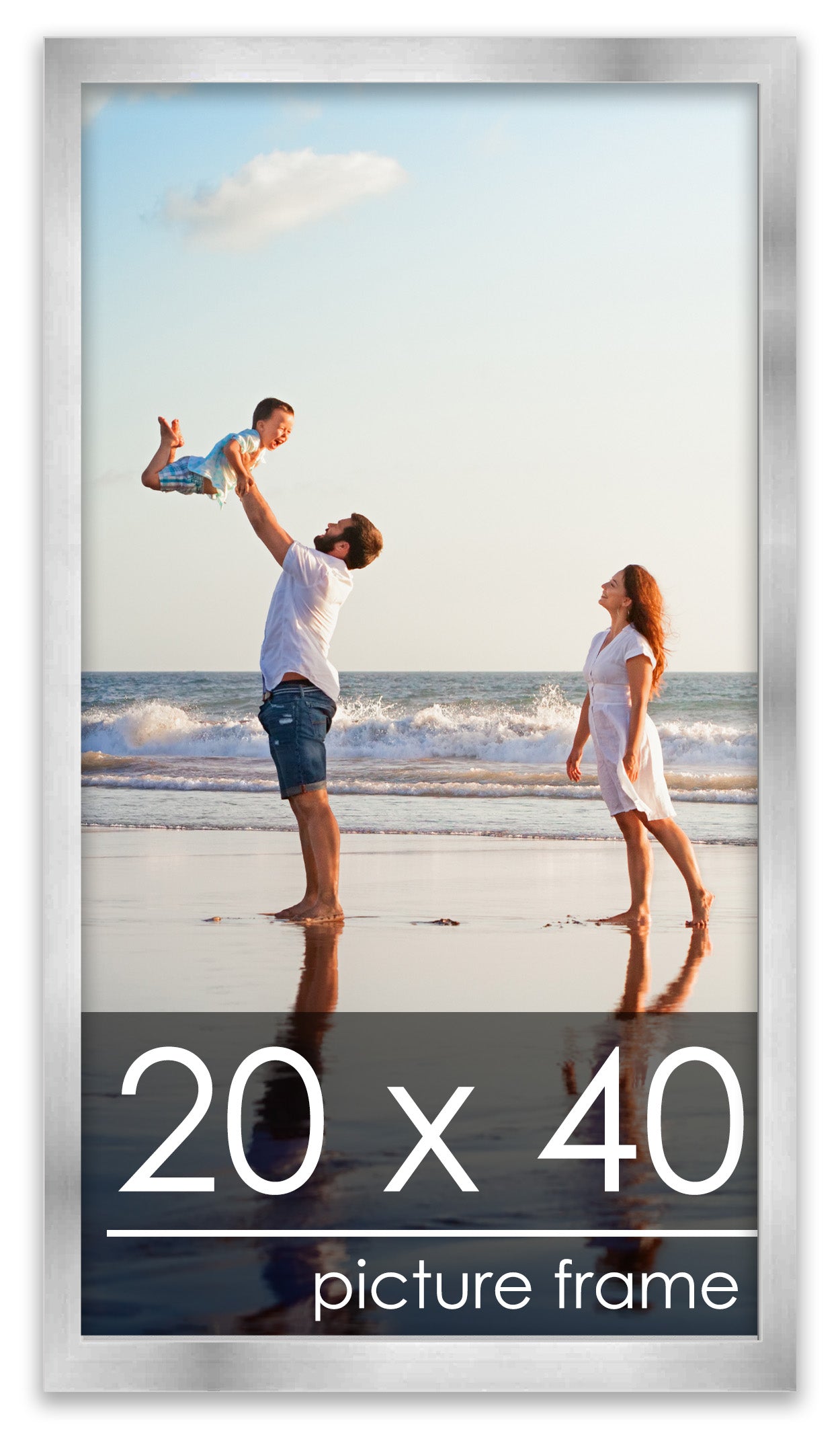 Contemporary Silver Pewter Wood Picture Frame