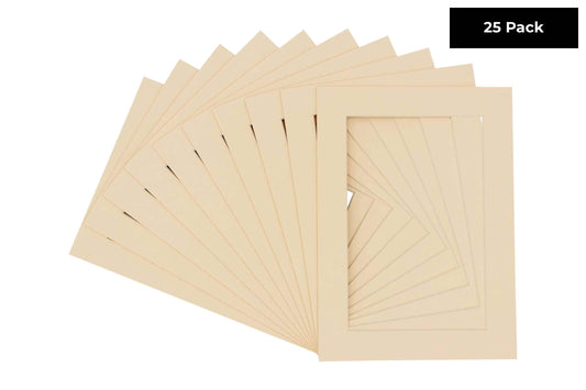 Pack of 25 Cream Precut Acid-Free Matboards