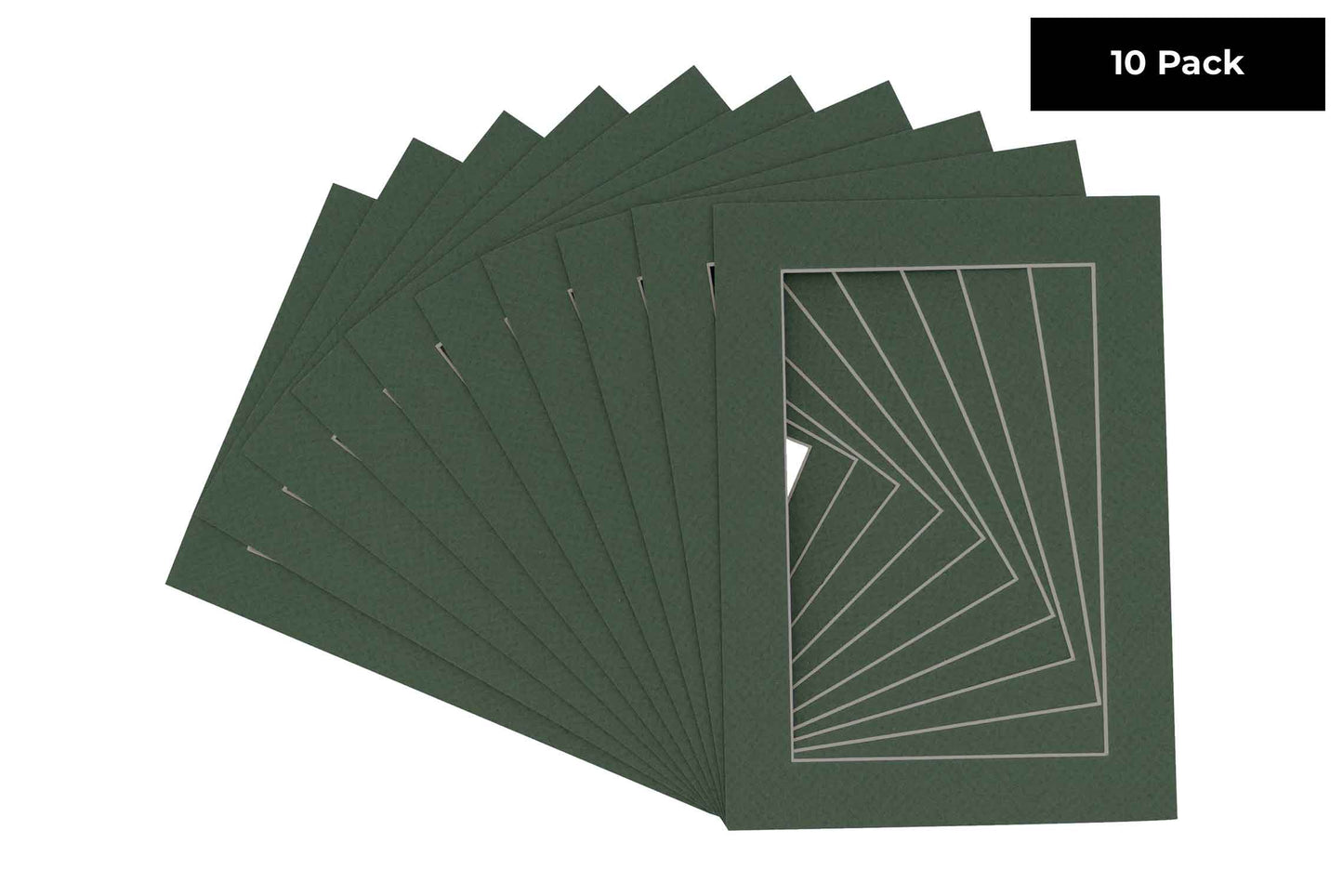 Pack of 10 Forest Green Precut Acid-Free Matboards