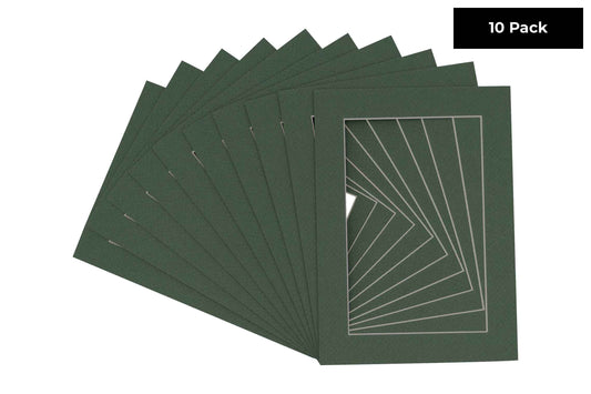 Pack of 10 Forest Green Precut Acid-Free Matboards