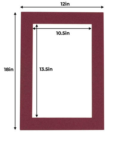 Pack of 25 Maroon Precut Acid-Free Matboard Set with Clear Bags & Backings