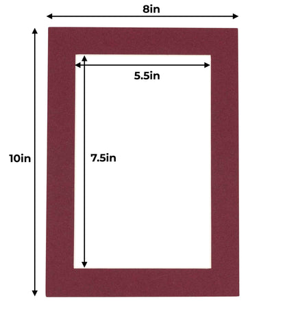 Pack of 25 Maroon Precut Acid-Free Matboard Set with Clear Bags & Backings