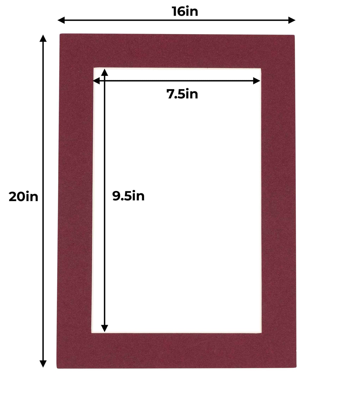 Pack of 25 Maroon Precut Acid-Free Matboard Set with Clear Bags & Backings