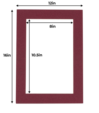 Pack of 25 Maroon Precut Acid-Free Matboard Set with Clear Bags & Backings