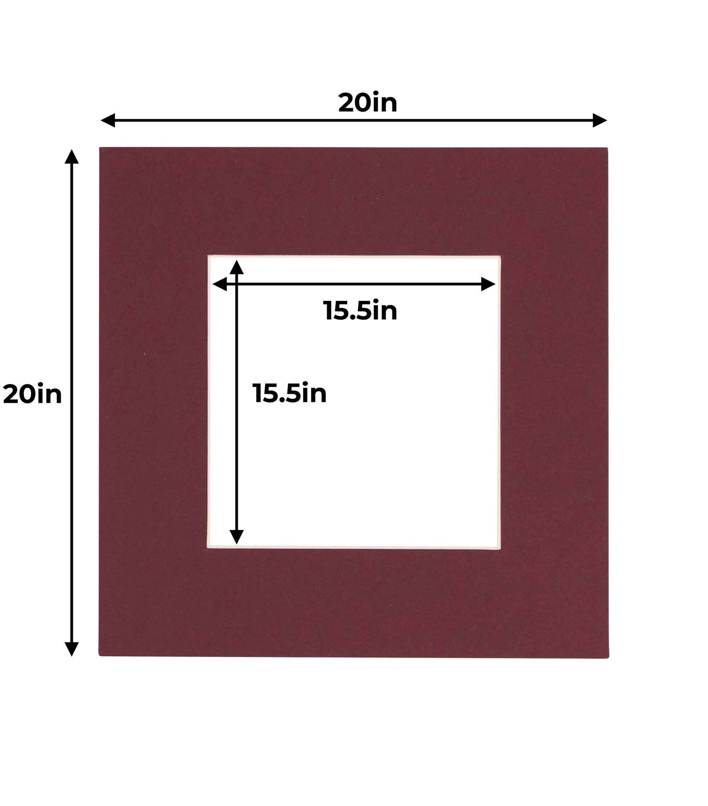 Pack of 25 Maroon Precut Acid-Free Matboard Set with Clear Bags & Backings