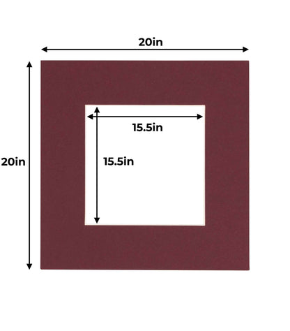 Pack of 25 Maroon Precut Acid-Free Matboard Set with Clear Bags & Backings