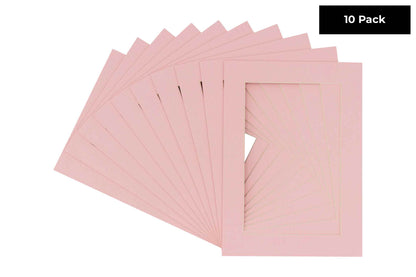 Pack of 10 Soft Pink Precut Acid-Free Matboard Set with Clear Bags & Backings