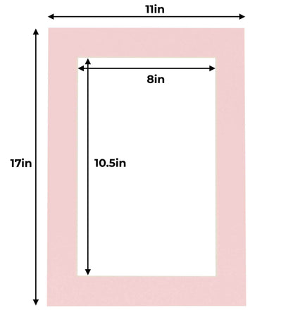Pack of 10 Soft Pink Precut Acid-Free Matboard Set with Clear Bags & Backings