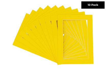 Pack of 10 Yellow Precut Acid-Free Matboards