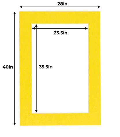 Pack of 25 Yellow Precut Acid-Free Matboard Set with Clear Bags & Backings