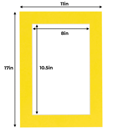 Pack of 25 Yellow Precut Acid-Free Matboard Set with Clear Bags & Backings