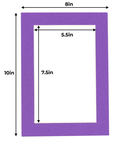 Pack of 25 Purple Precut Acid-Free Matboard Set with Clear Bags & Backings