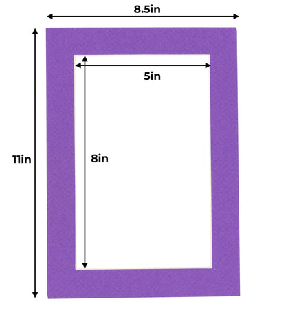 Pack of 25 Purple Precut Acid-Free Matboard Set with Clear Bags & Backings