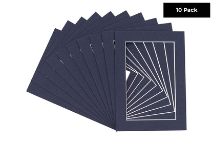 Pack of 10 Navy Blue Precut Acid-Free Matboards