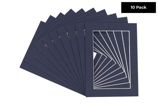 Pack of 10 Navy Blue Precut Acid-Free Matboards