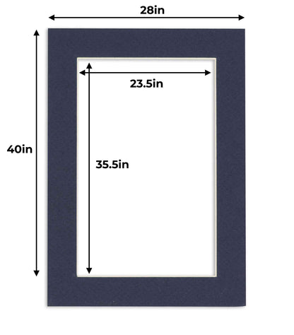 Pack of 10 Navy Blue Precut Acid-Free Matboard Set with Clear Bags & Backings