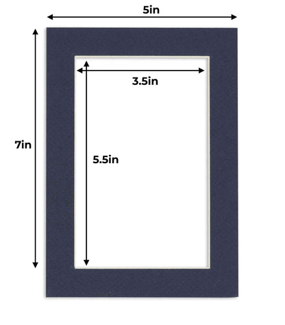 Pack of 10 Navy Blue Precut Acid-Free Matboard Set with Clear Bags & Backings