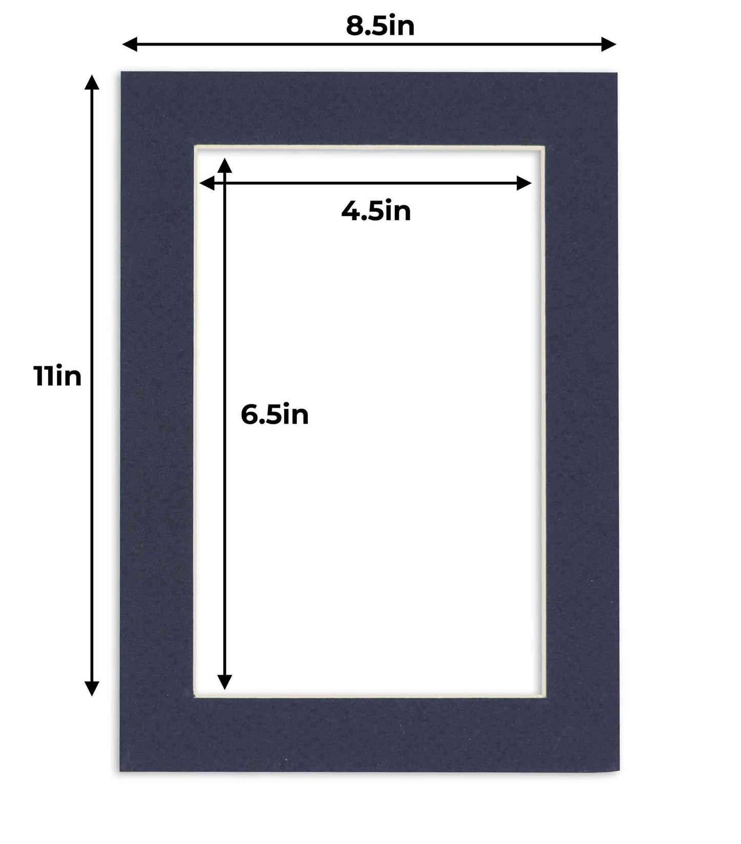 Pack of 10 Navy Blue Precut Acid-Free Matboard Set with Clear Bags & Backings