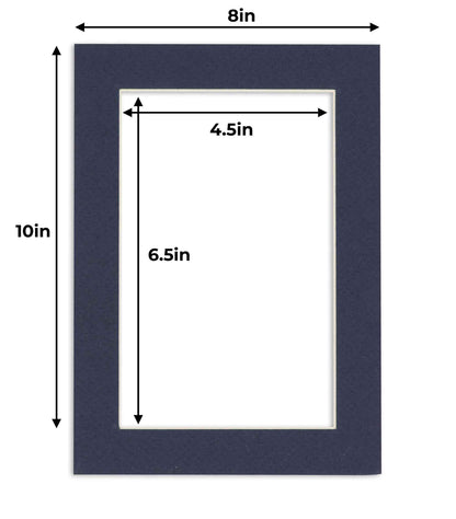 Pack of 10 Navy Blue Precut Acid-Free Matboard Set with Clear Bags & Backings
