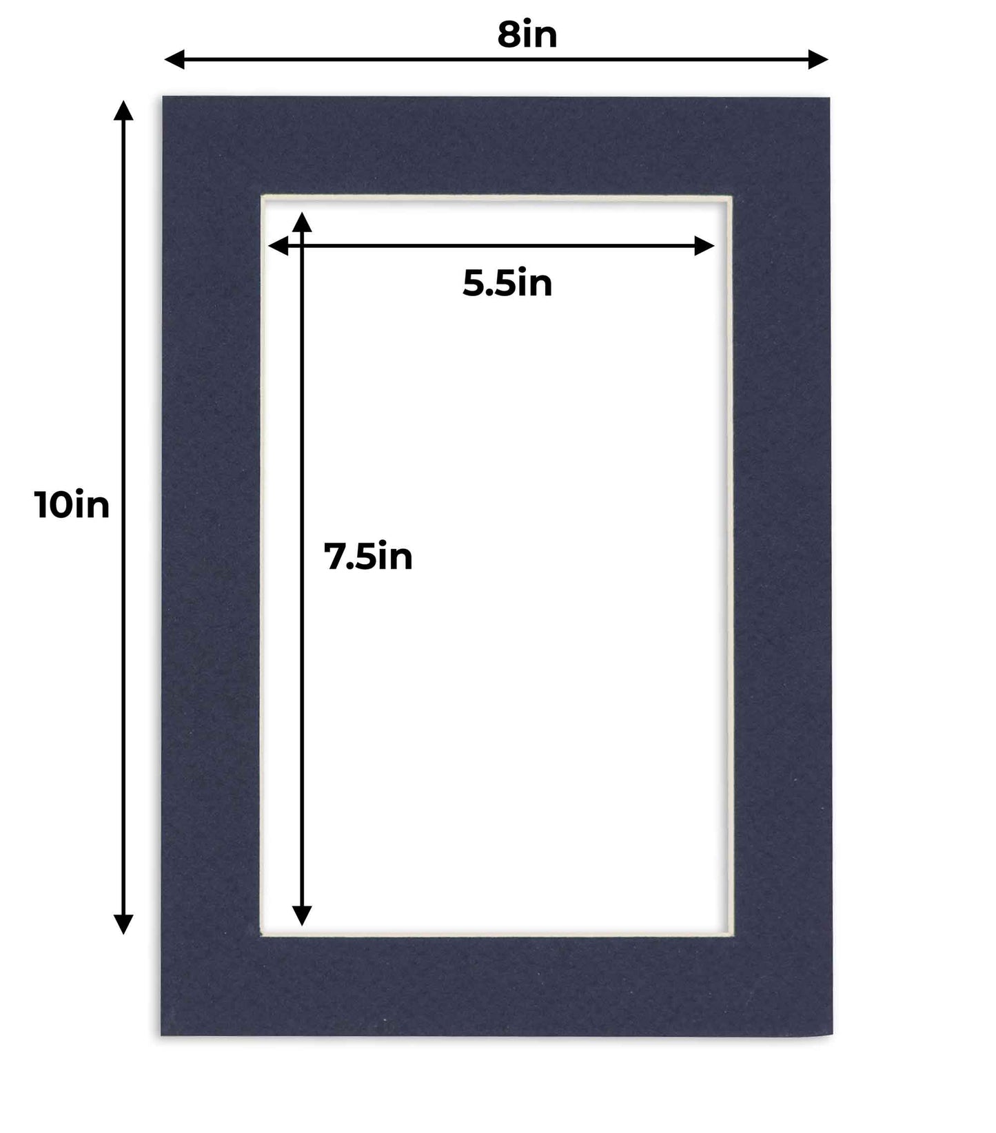 Pack of 10 Navy Blue Precut Acid-Free Matboard Set with Clear Bags & Backings