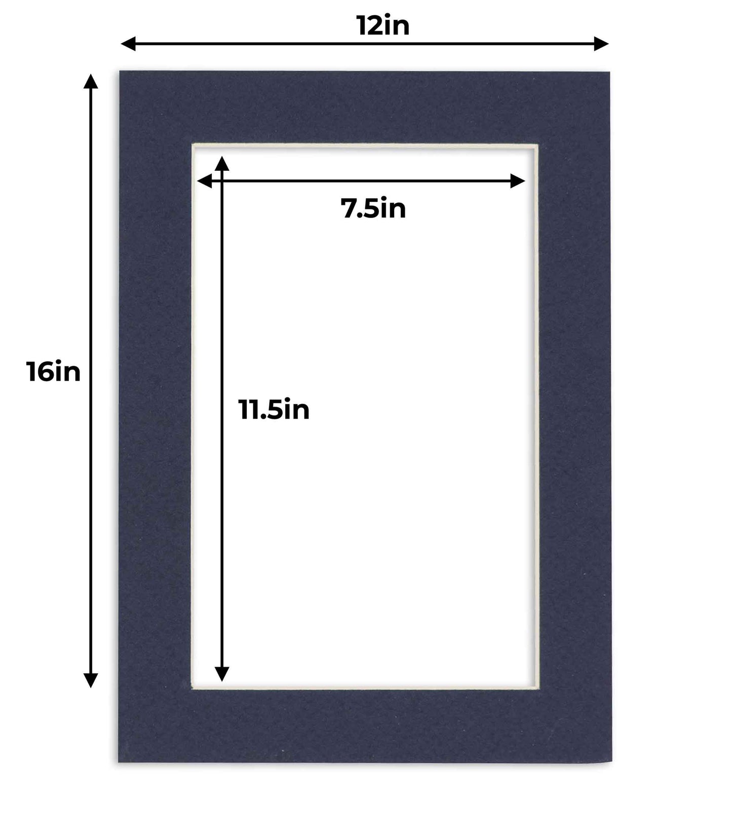Pack of 10 Navy Blue Precut Acid-Free Matboard Set with Clear Bags & Backings