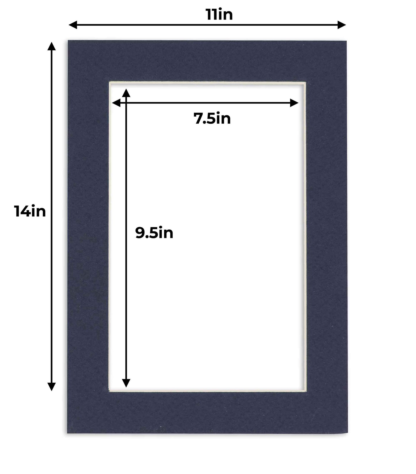 Pack of 10 Navy Blue Precut Acid-Free Matboard Set with Clear Bags & Backings