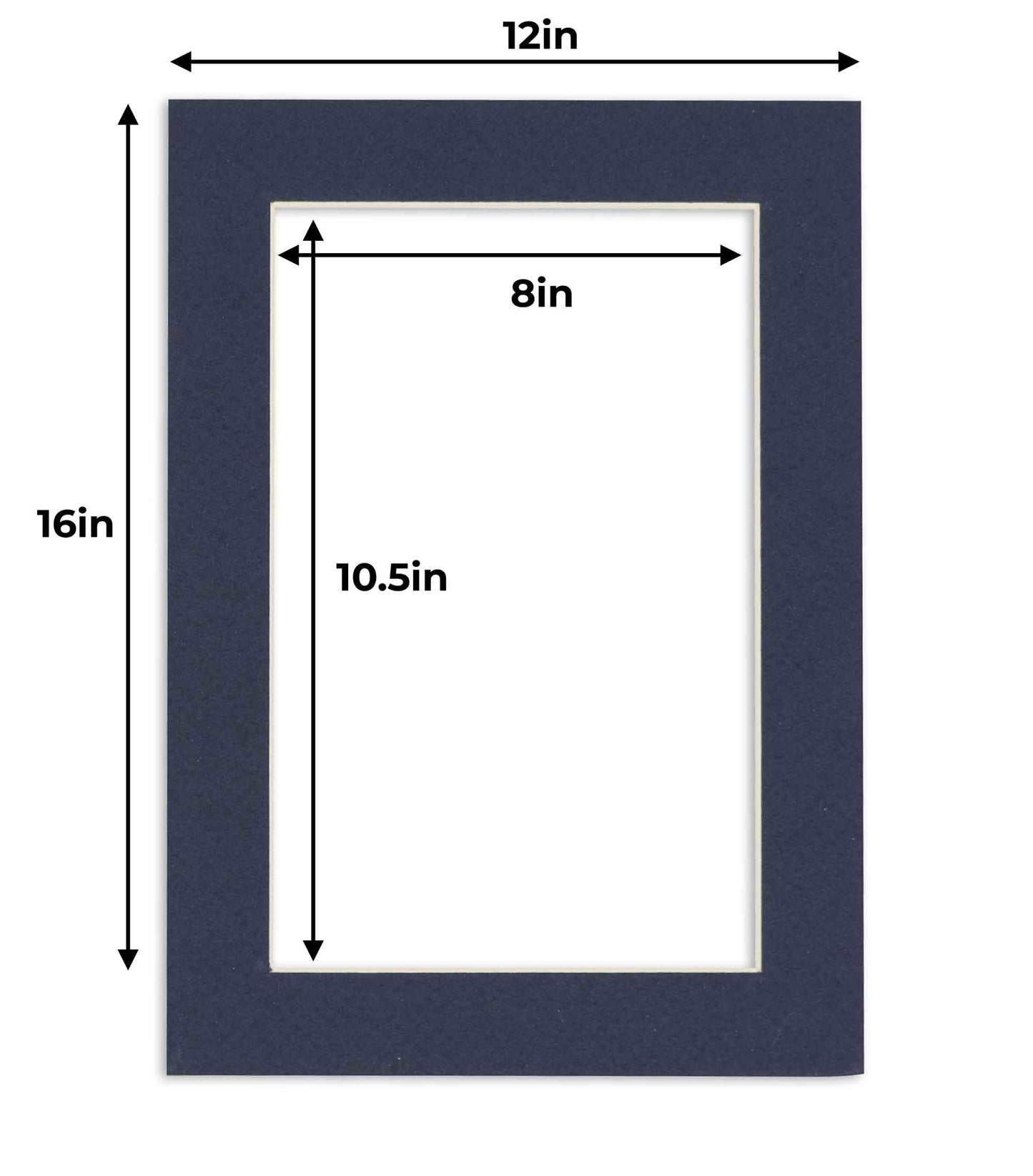 Pack of 10 Navy Blue Precut Acid-Free Matboard Set with Clear Bags & Backings
