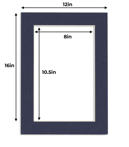 Pack of 10 Navy Blue Precut Acid-Free Matboard Set with Clear Bags & Backings