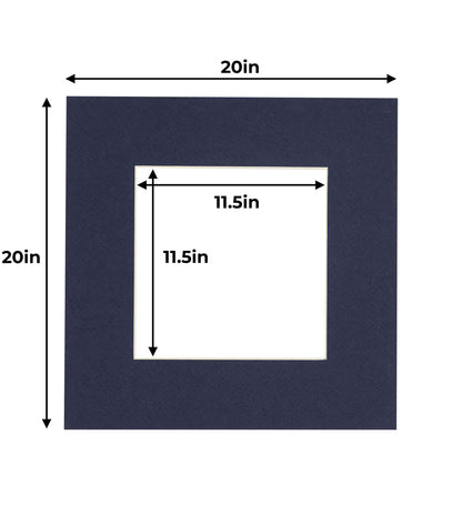 Pack of 10 Navy Blue Precut Acid-Free Matboard Set with Clear Bags & Backings