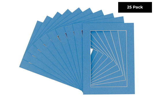 Pack of 25 Bay Blue Precut Acid-Free Matboards