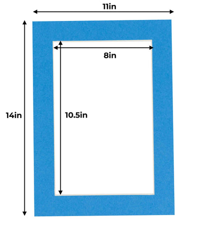 Pack of 25 Bay Blue Precut Acid-Free Matboard Set with Clear Bags & Backings