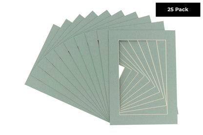 Pack of 25 Seafoam Green Precut Acid-Free Matboard Set with Clear Bags & Backings