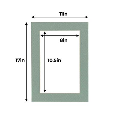 Pack of 10 Seafoam Green Precut Acid-Free Matboard Set with Clear Bags & Backings