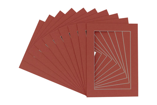 Pack of 10 Brick Red Precut Acid-Free Matboards