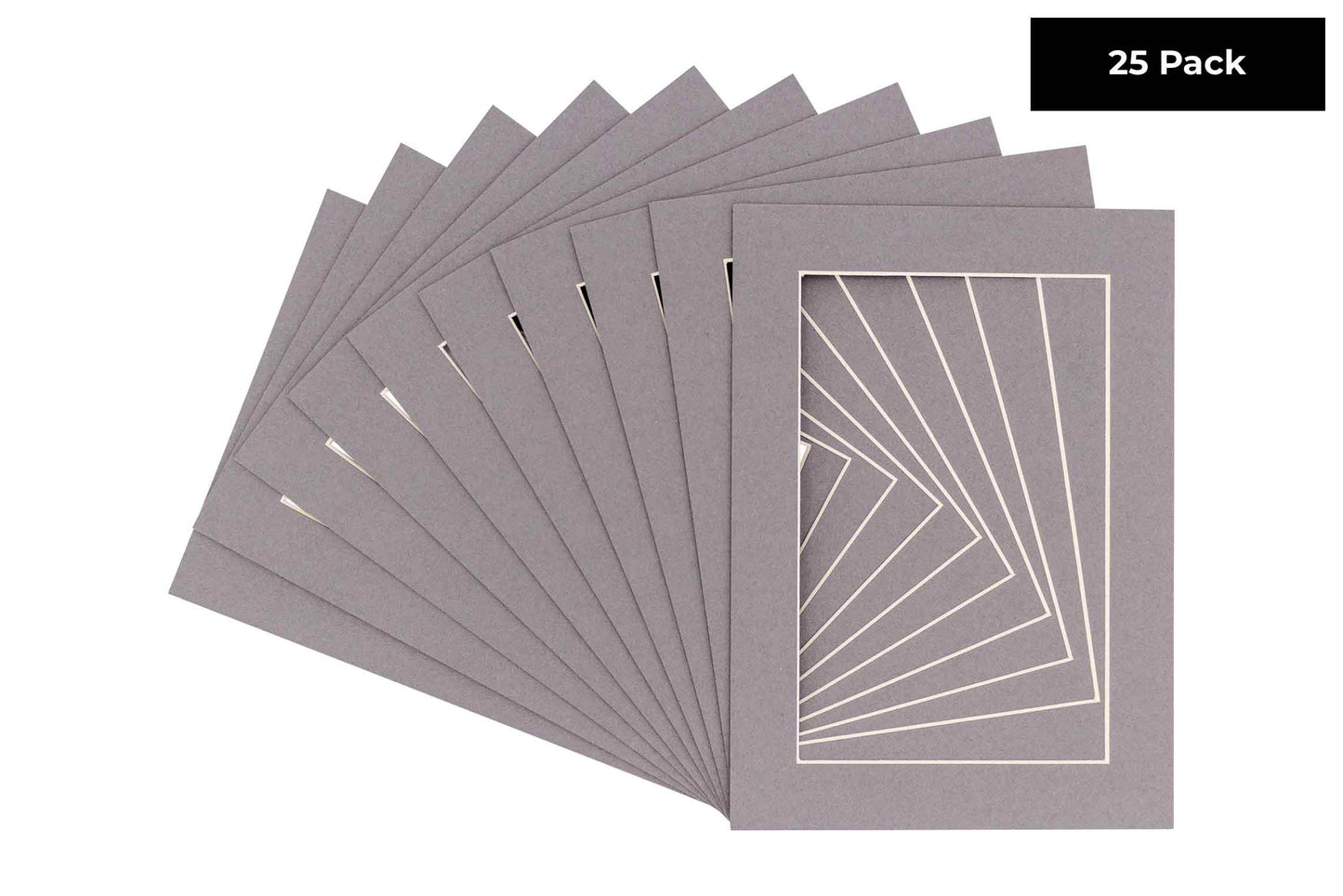 Pack of 25 Charcoal Grey Precut Acid-Free Matboards