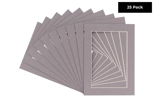 Pack of 25 Charcoal Grey Precut Acid-Free Matboards