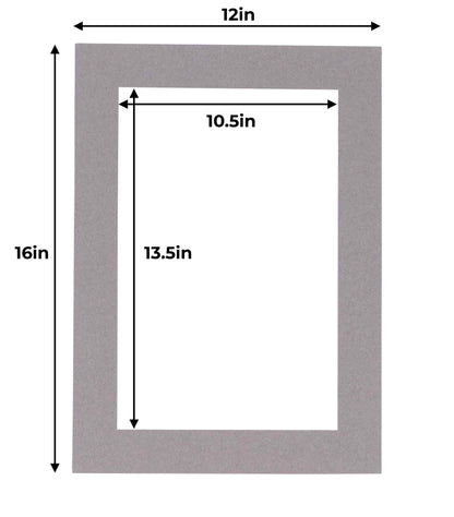 Pack of 10 Charcoal Grey Precut Acid-Free Matboards