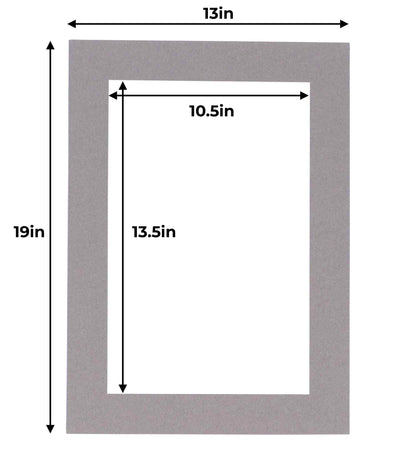 Pack of 10 Charcoal Grey Precut Acid-Free Matboard Set with Clear Bags & Backings