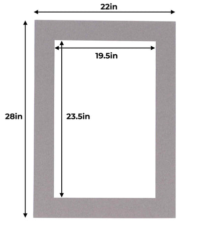 Charcoal Grey Precut Acid-Free Matboard Set with Clear Bag & Backing