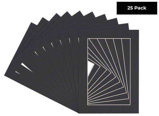 Pack of 25 Black Precut Acid-Free Matboards