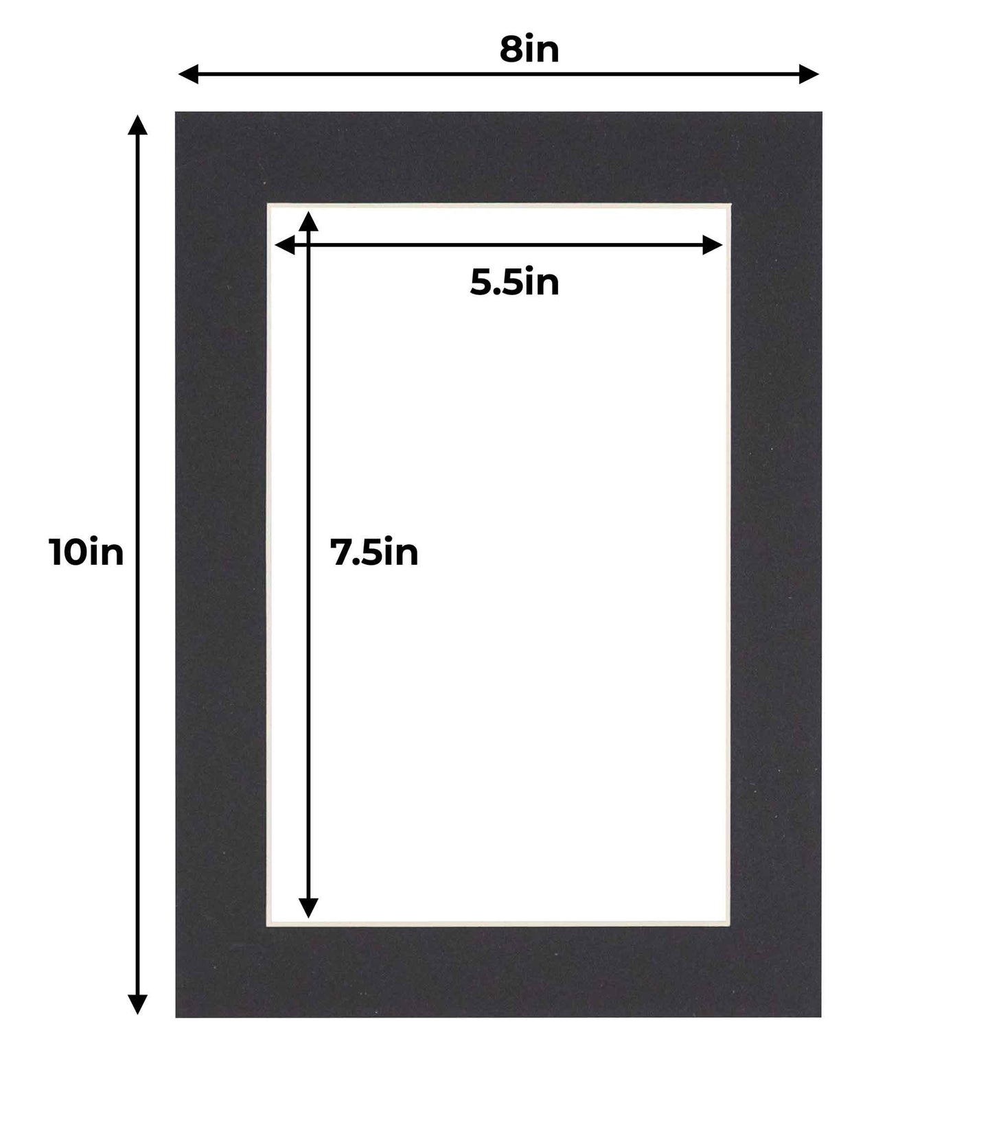 Pack of 10 Black Precut Acid-Free Matboards