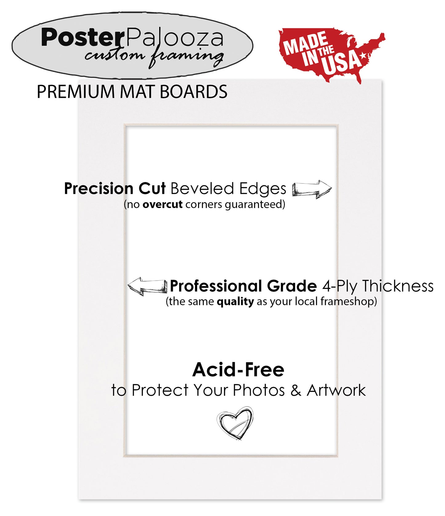 Pack of 10 Valley Green Precut Acid-Free Matboard Set with Clear Bags & Backings
