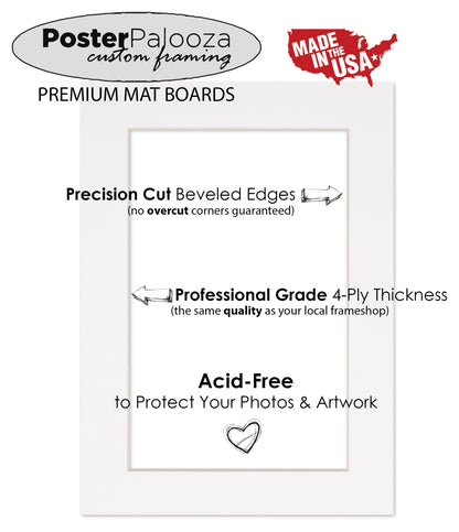 Pack of 25 Brittany Blue Precut Acid-Free Matboard Set with Clear Bags & Backings
