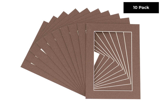 Pack of 10 Chocolate Brown Precut Acid-Free Matboards