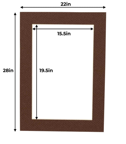Pack of 25 Chocolate Brown Precut Acid-Free Matboard Set with Clear Bags & Backings