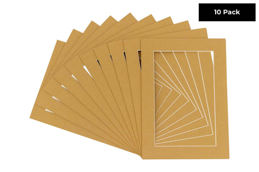 Pack of 10 Rattan Beige Precut Acid-Free Matboards