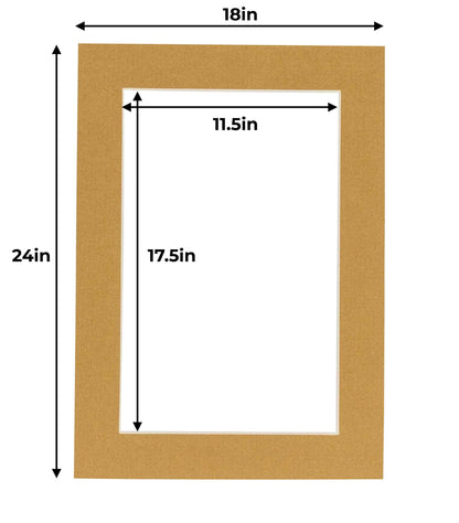 Pack of 25 Rattan Beige Precut Acid-Free Matboard Set with Clear Bags & Backings