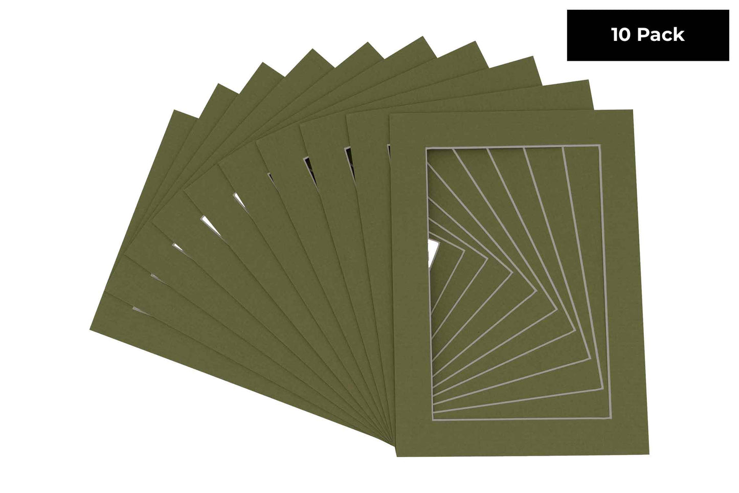 Pack of 10 Dill Green Precut Acid-Free Matboards